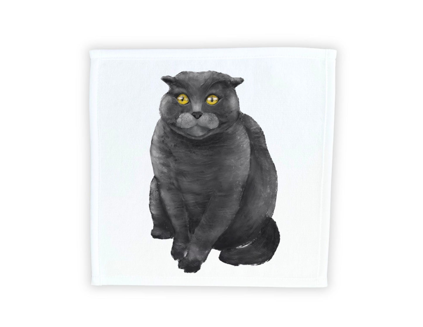 Grey Cat Washcloth - MerikaArt