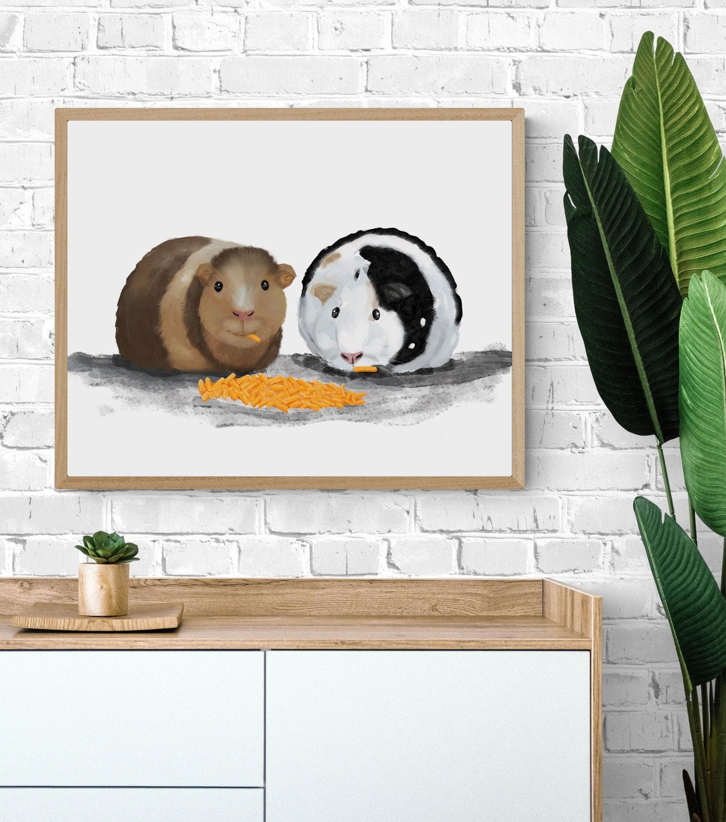 Guinea Pigs Eating Cheese Print - MerikaArt
