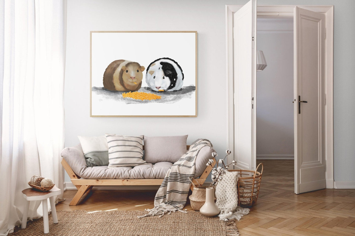 Guinea Pigs Eating Cheese Print - MerikaArt