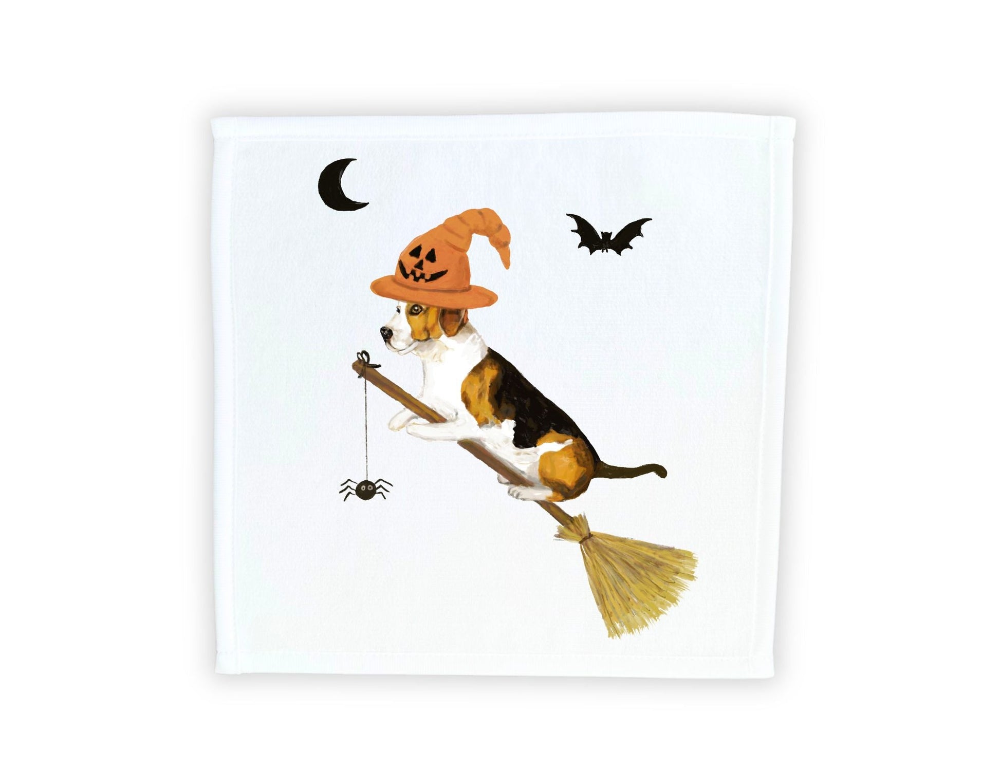 Halloween Beagle Witch Washcloth - MerikaArt