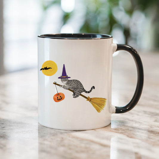 Halloween Witch Cat Mug - MerikaArt