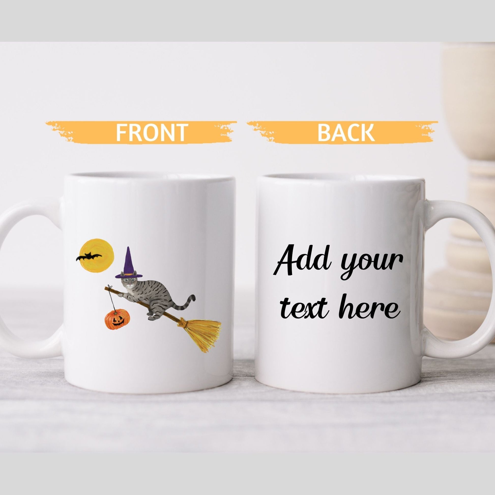 Halloween Witch Cat Mug - MerikaArt
