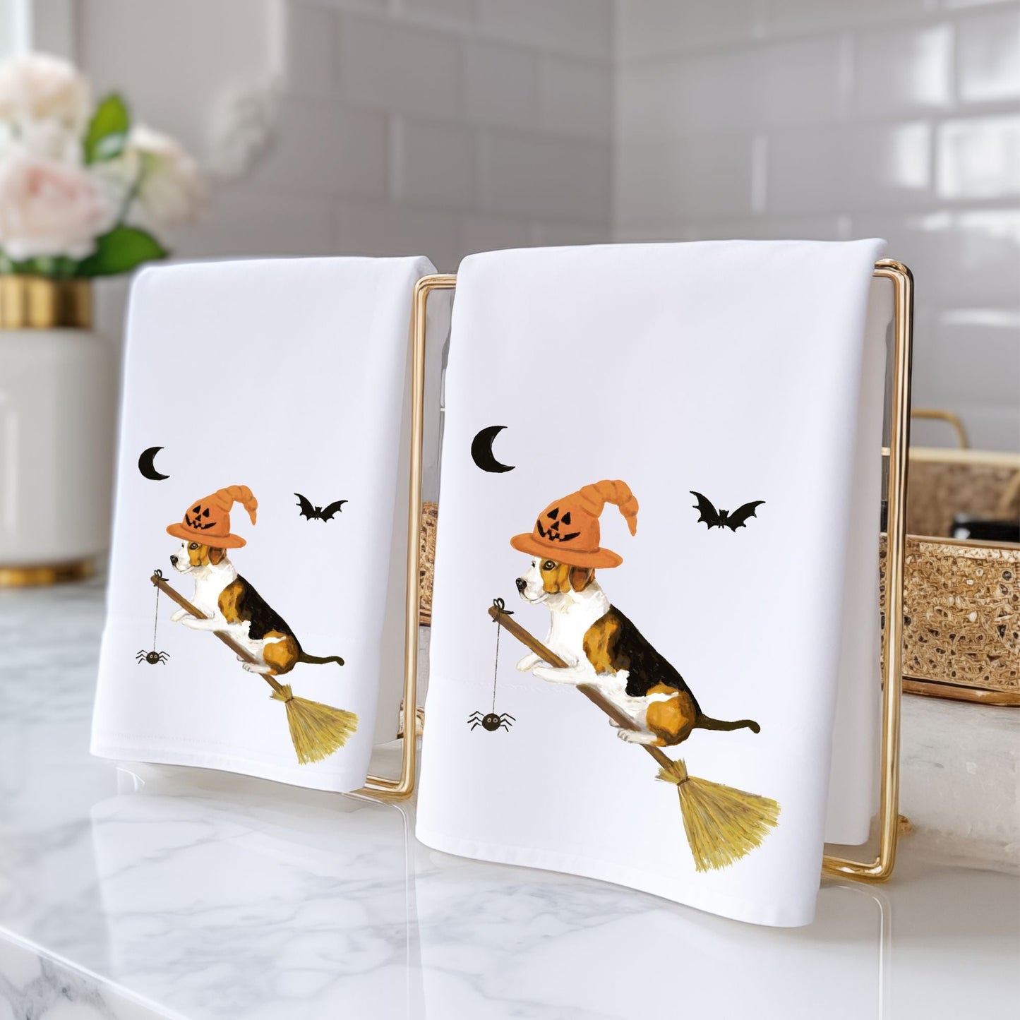 Halloween Witch Dog Bathroom Towel - MerikaArt