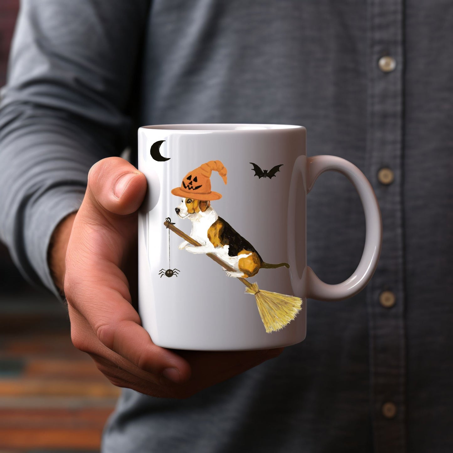 Halloween Witch Dog Mug - MerikaArt