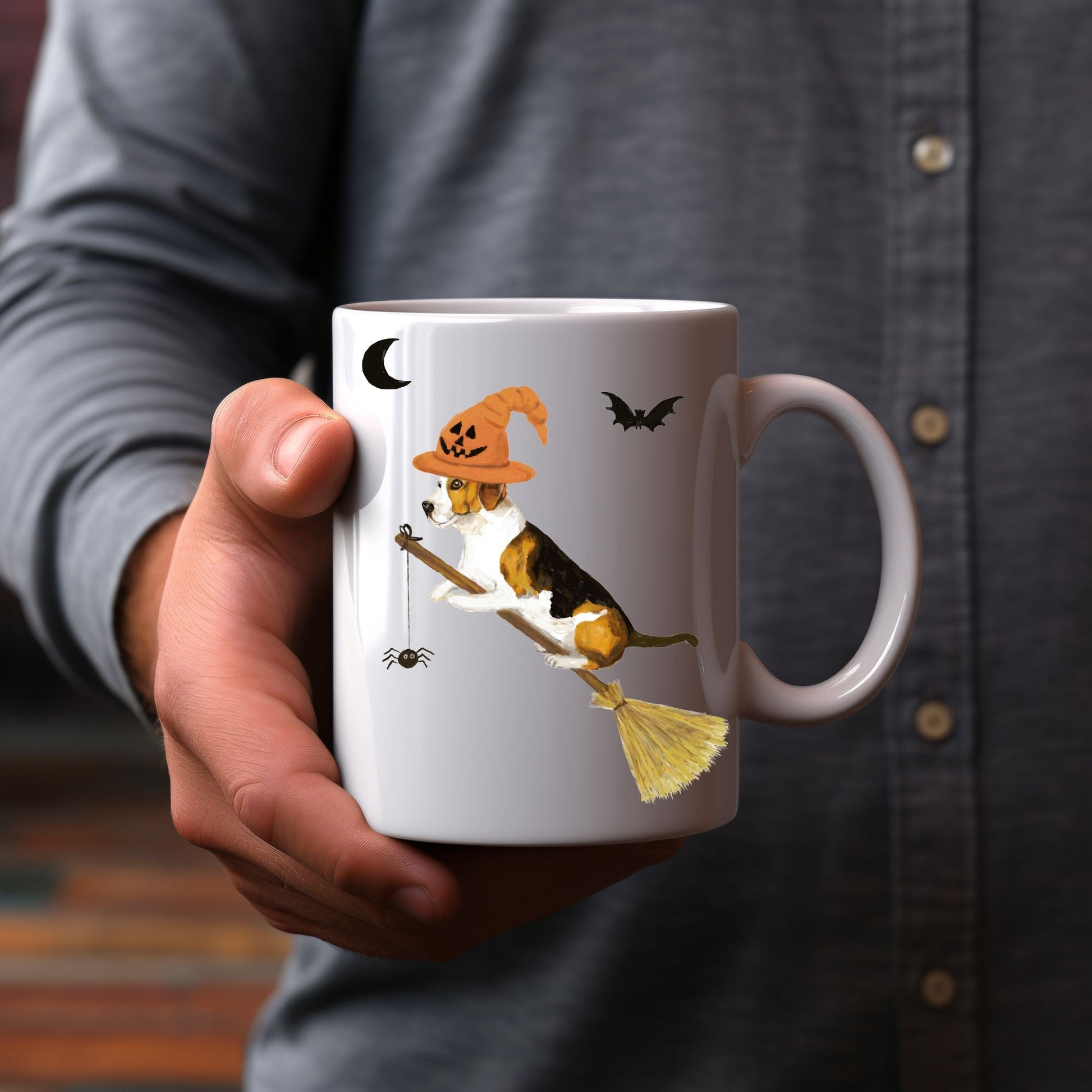 Halloween Witch Dog Mug - MerikaArt