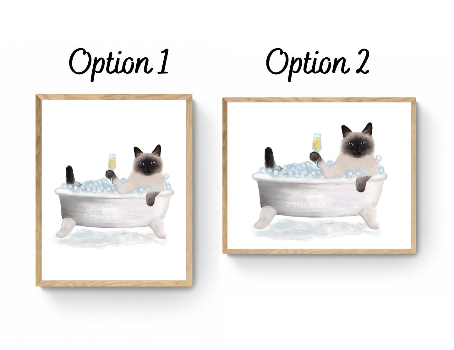 Himalayan Cat Bathing Print, Himalayan Cat In Bathtub, Pet Memorial, Bathroom Cat Painting, Cat Relaxing In Bath Print, Cat Lover Gift - MerikaArt