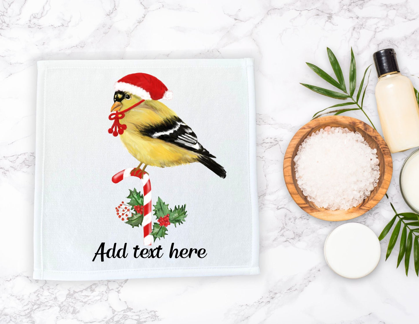 Holiday Bird Washcloth | "Festive Feathered Cheer" - MerikaArt