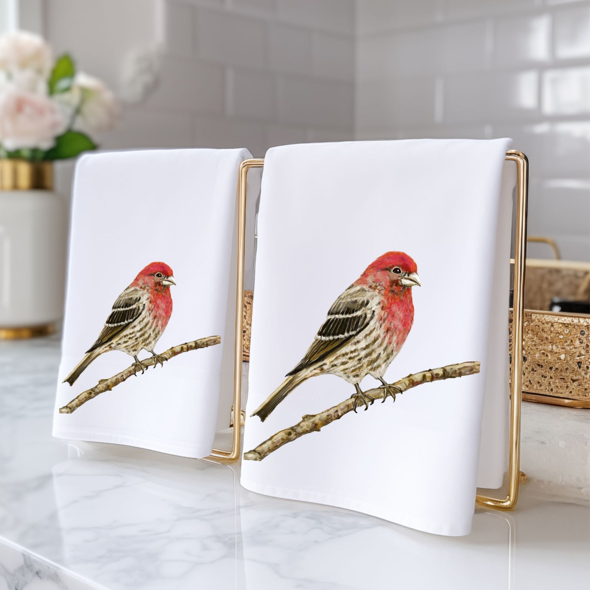 House Finch Bathroom Towel - MerikaArt