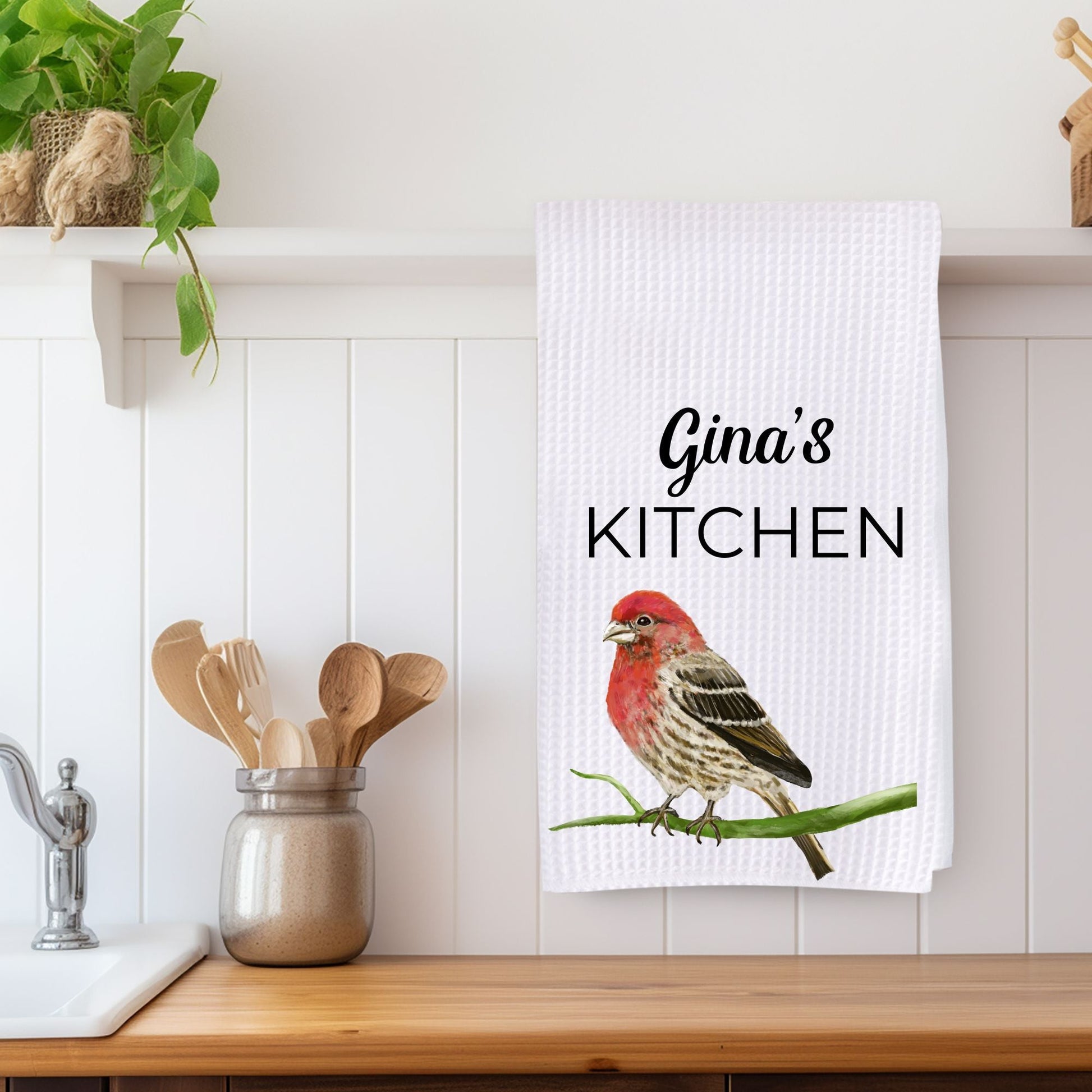 House Finch Bird Kitchen Towel - MerikaArt