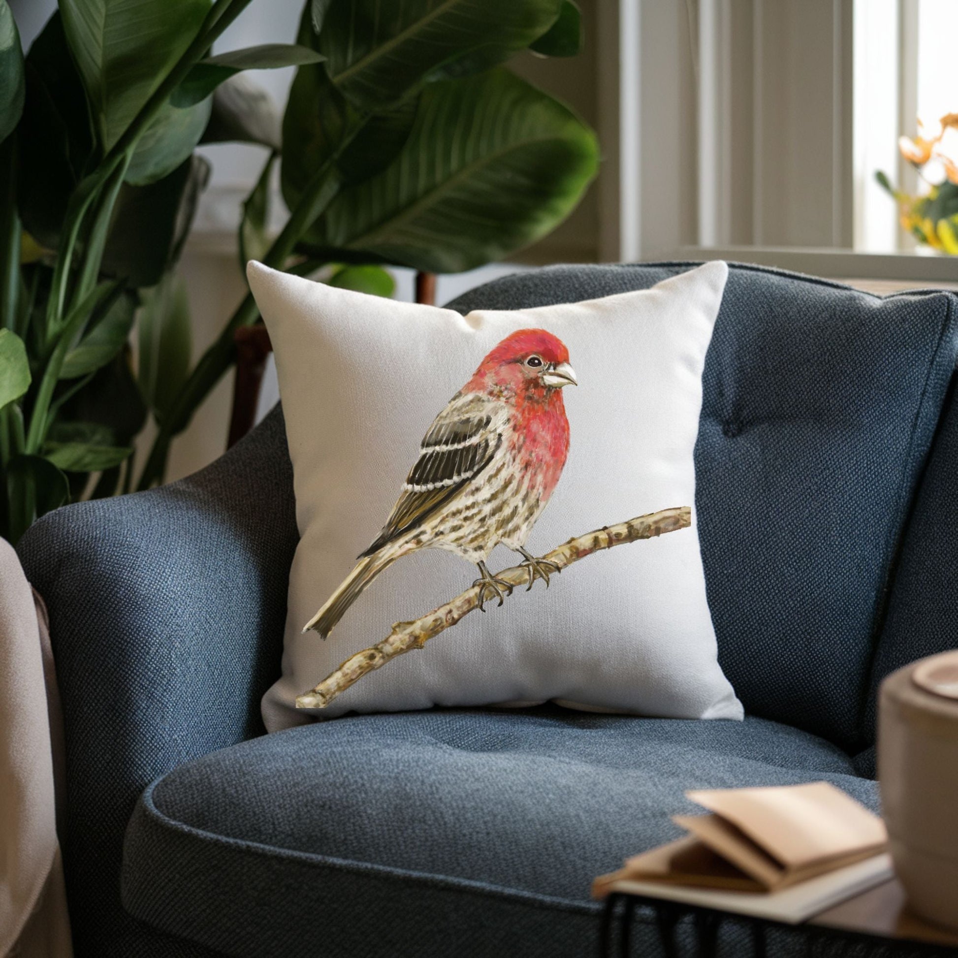 House Finch Pillow - MerikaArt