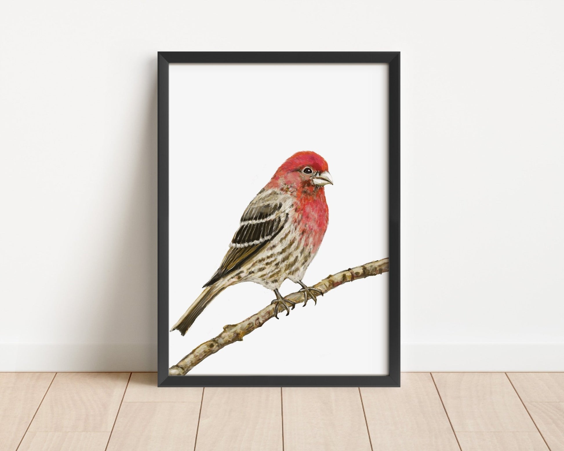 House Finch Wall Art Print – Red Songbird Illustration for Birdwatchers & Nature Decor - MerikaArt