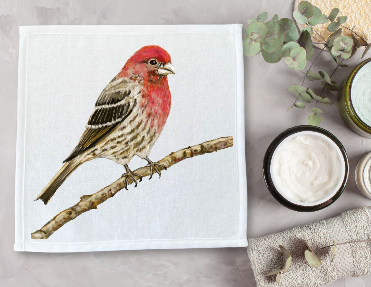 House Finch Washcloth – A Vibrant Bird Lover's Delight - MerikaArt