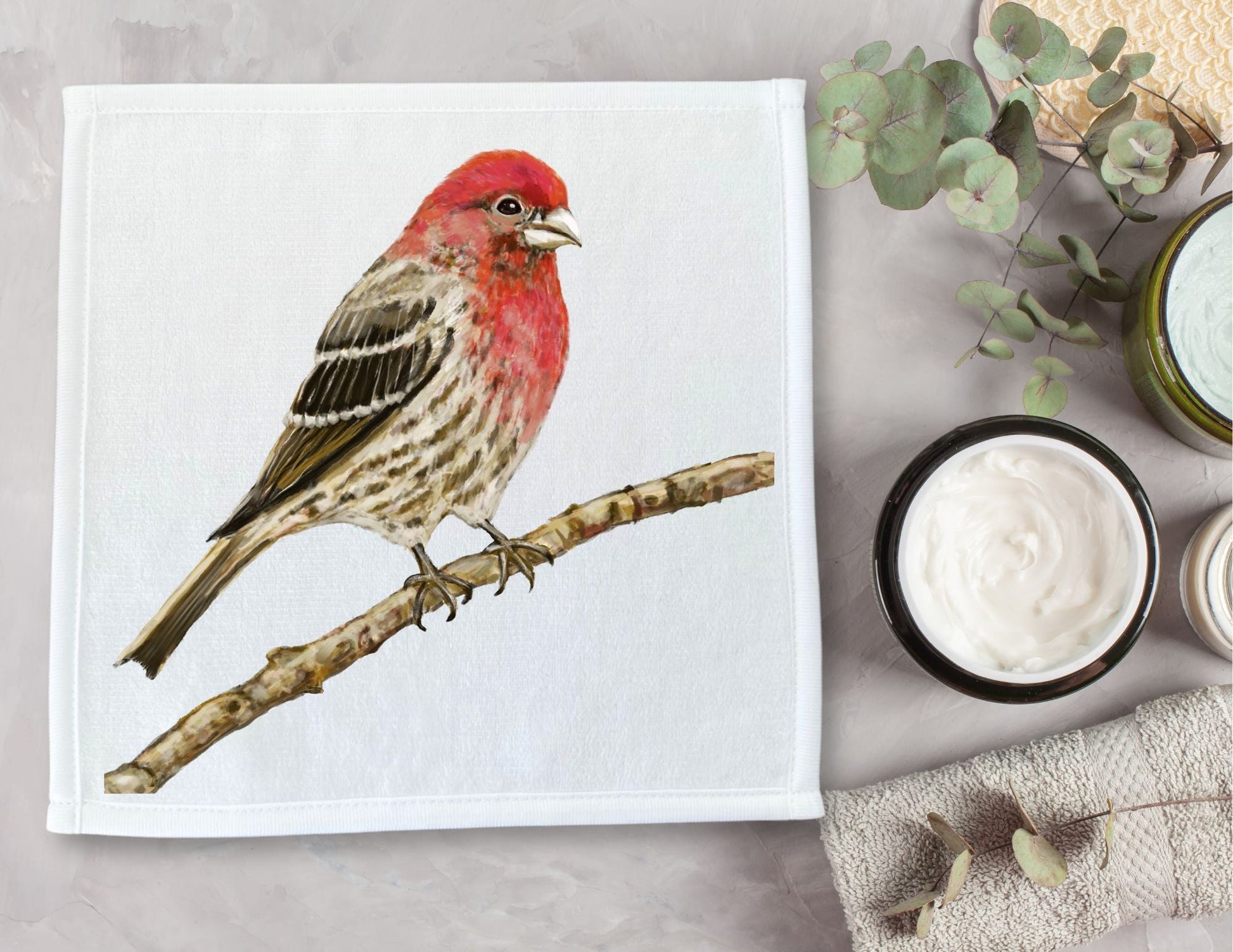 House Finch Washcloth – A Vibrant Bird Lover's Delight - MerikaArt