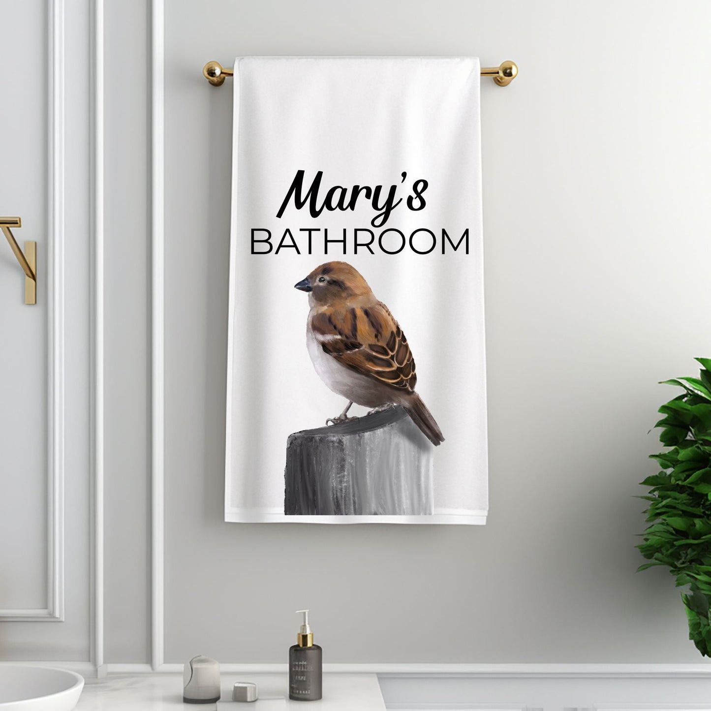 House Sparrow Bathroom Towel - MerikaArt