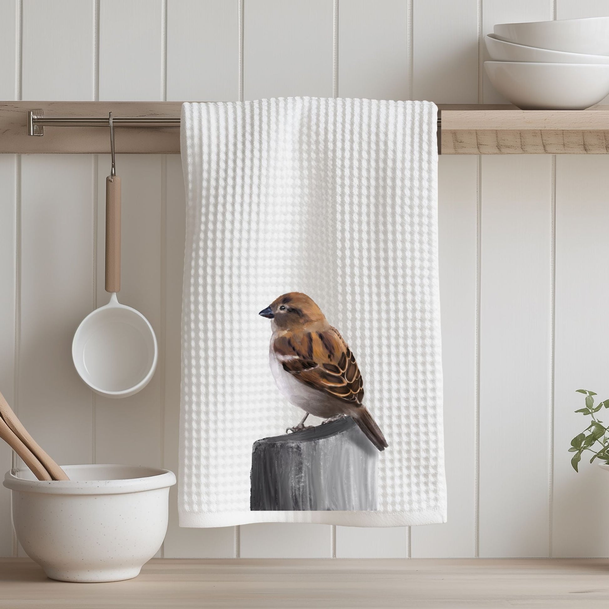 House Sparrow Kitchen Towel - MerikaArt