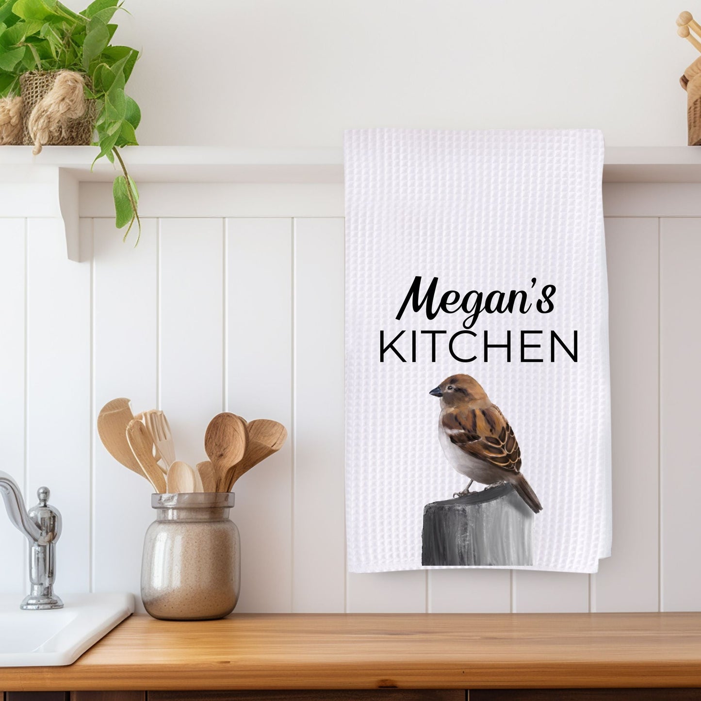 House Sparrow Kitchen Towel - MerikaArt