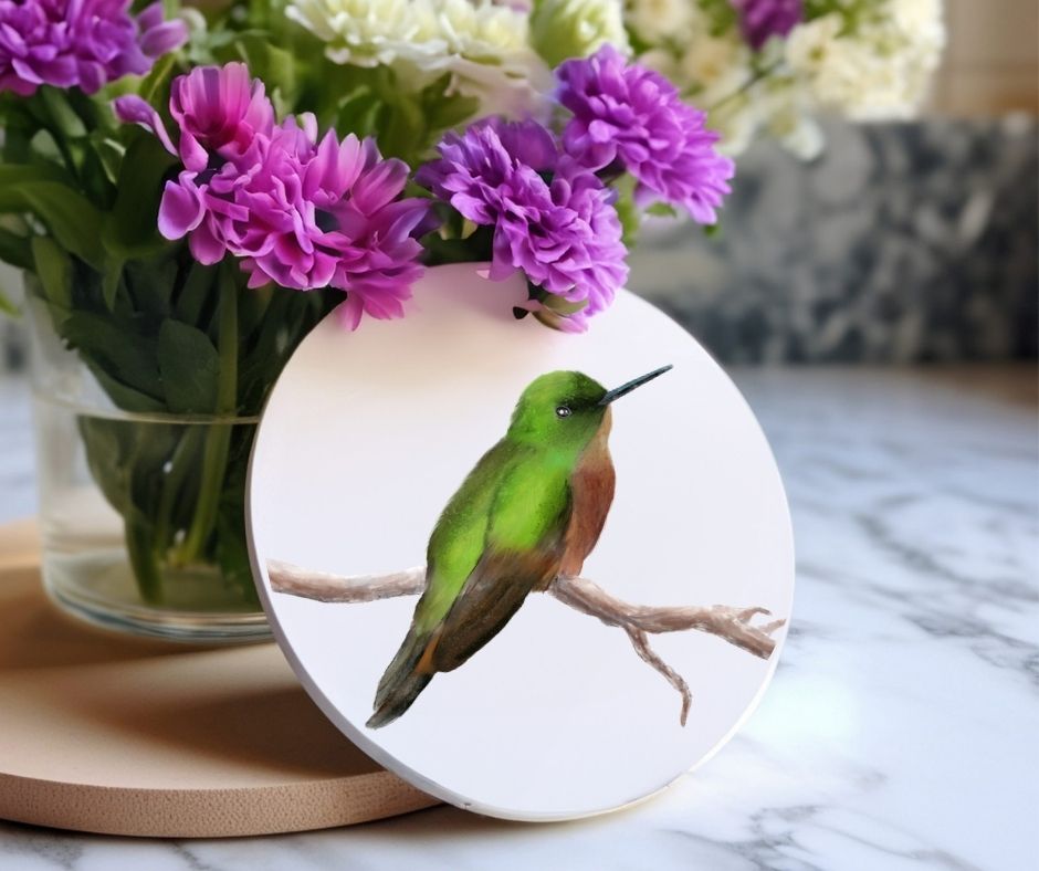 Hummingbird Ceramic Coaster - MerikaArt