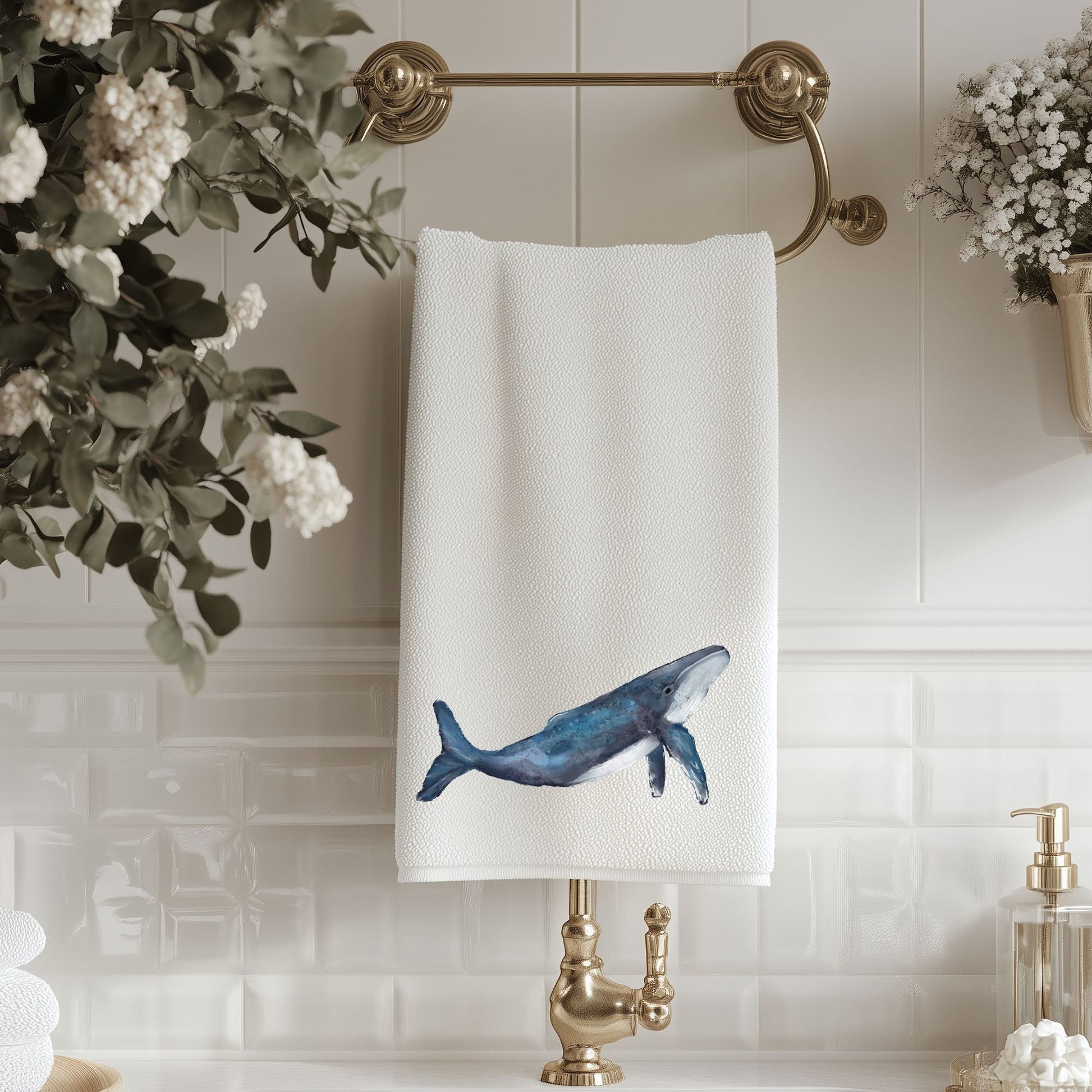 Humpback Whale Bathroom Towel - MerikaArt