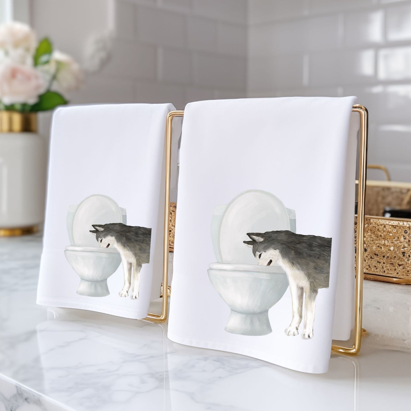 Husky Bathroom Towel - MerikaArt