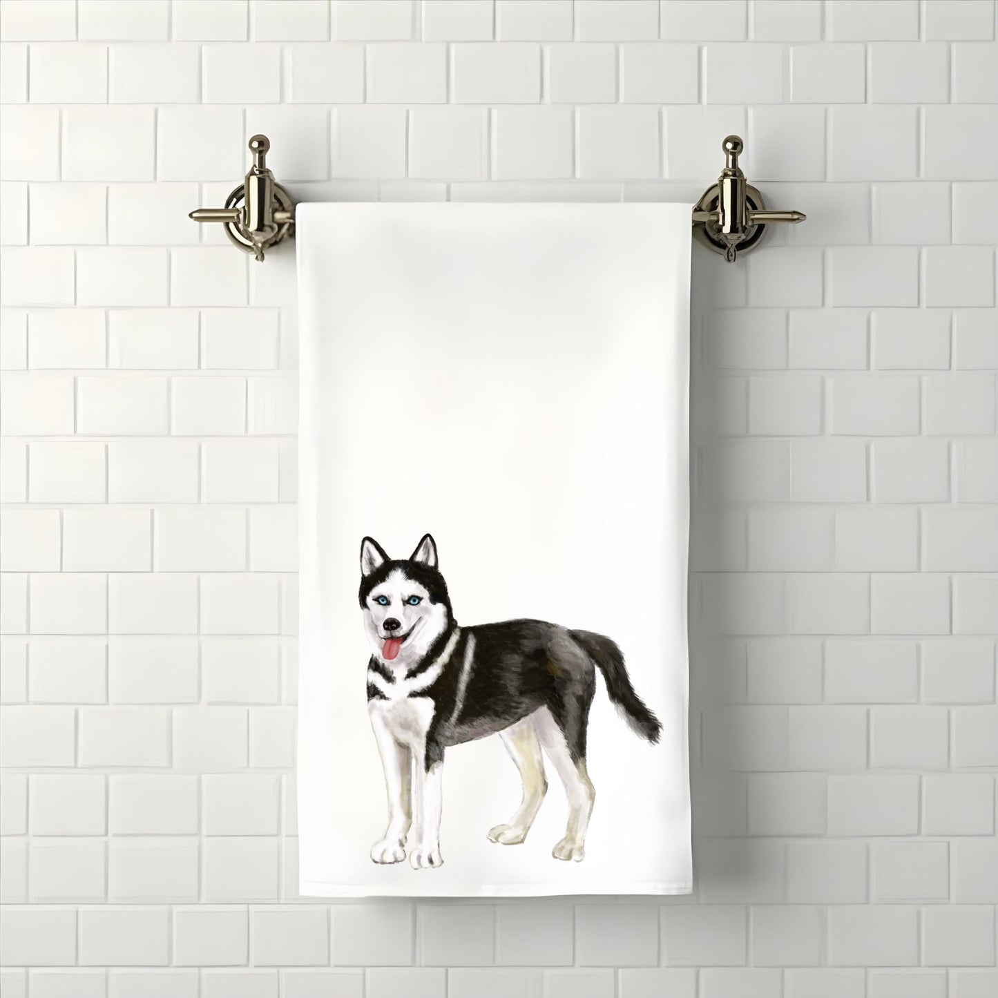 Husky Bathroom Towel - MerikaArt
