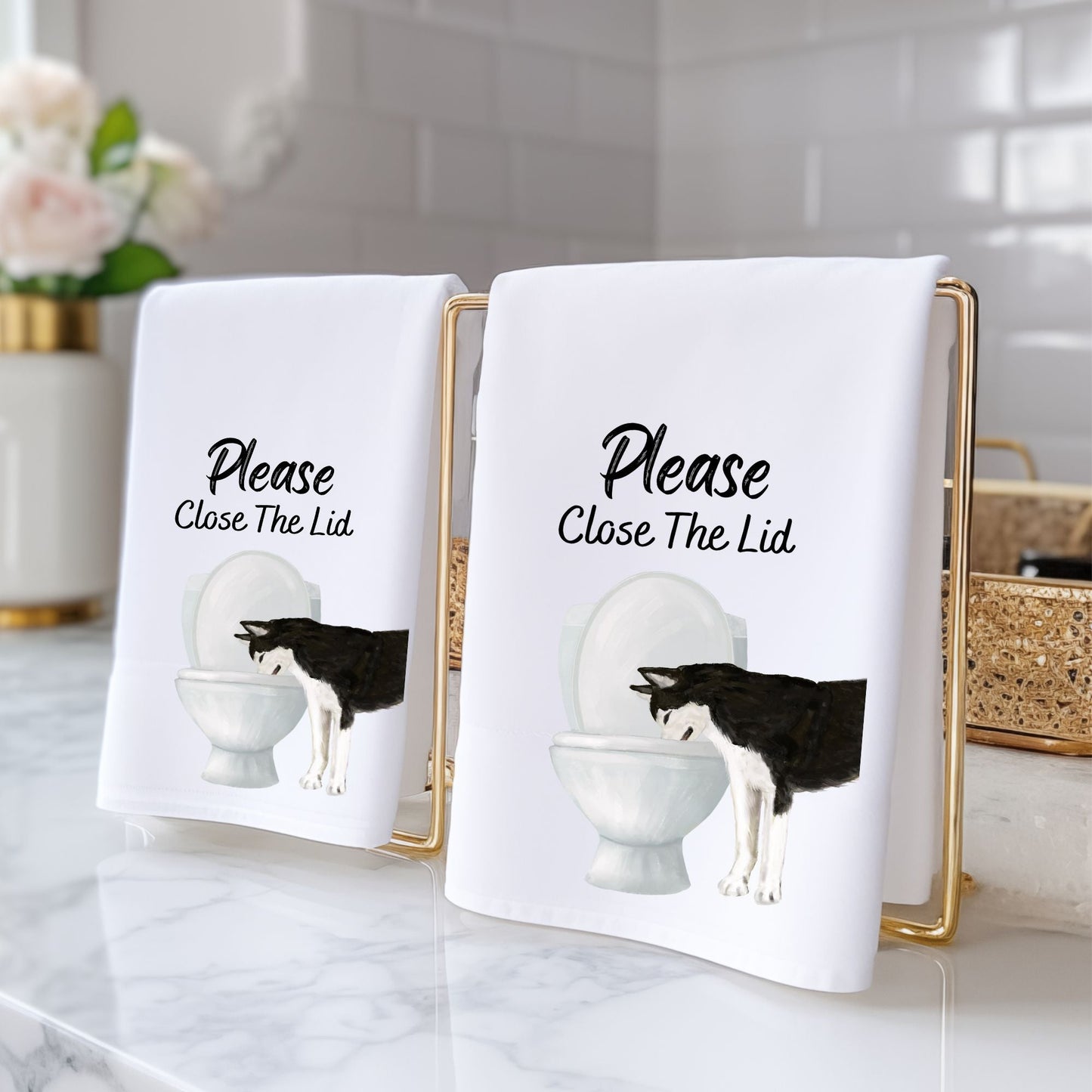 Husky Bathroom Towel - MerikaArt