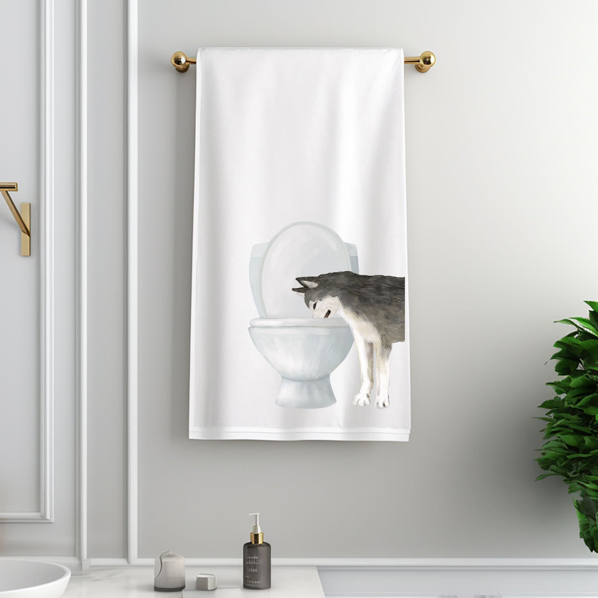 Husky Bathroom Towel - MerikaArt