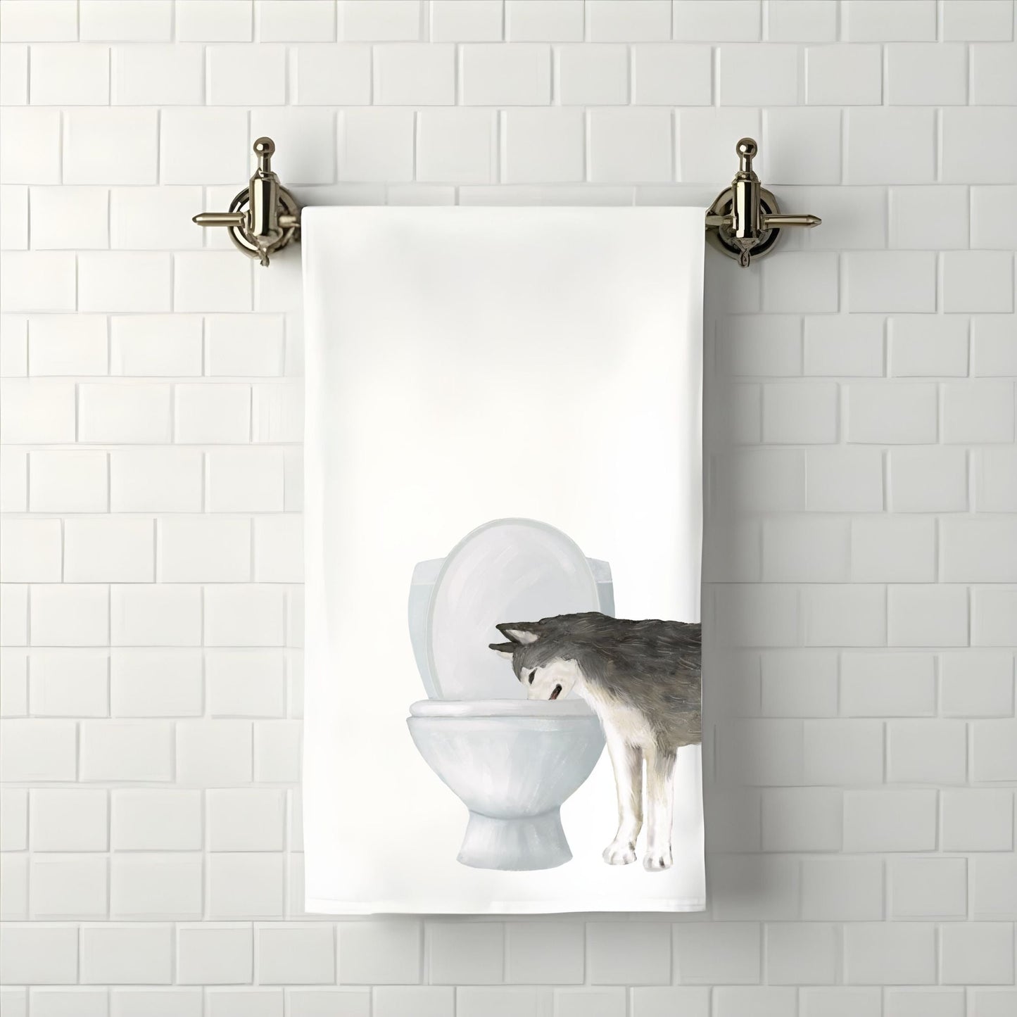 Husky Bathroom Towel - MerikaArt