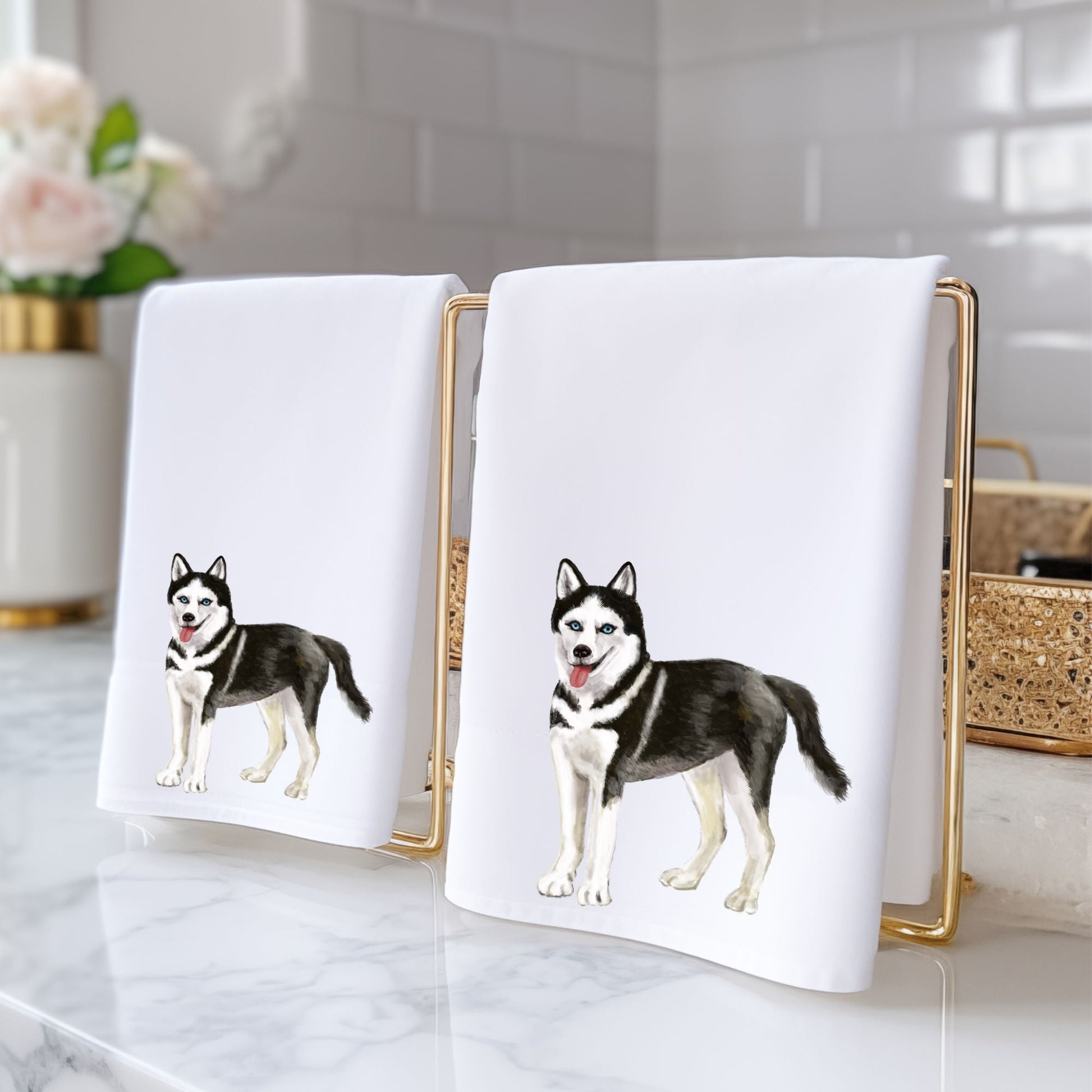 Husky Bathroom Towel - MerikaArt
