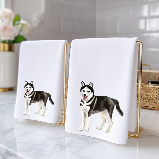 Husky Bathroom Towel - MerikaArt
