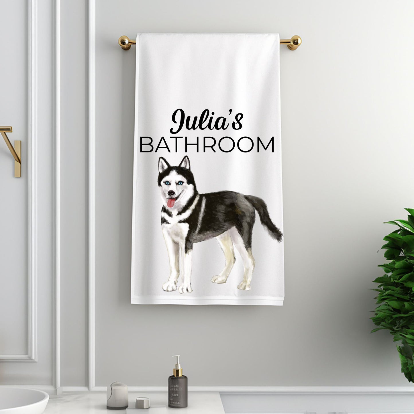 Husky Bathroom Towel - MerikaArt