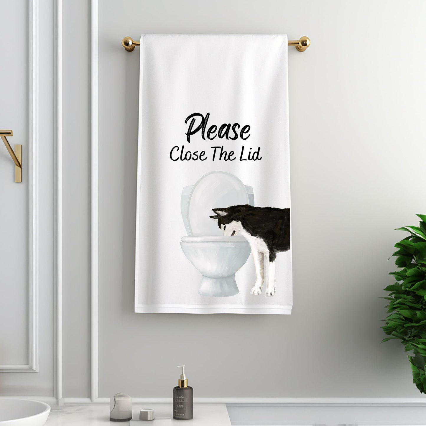 Husky Bathroom Towel - MerikaArt