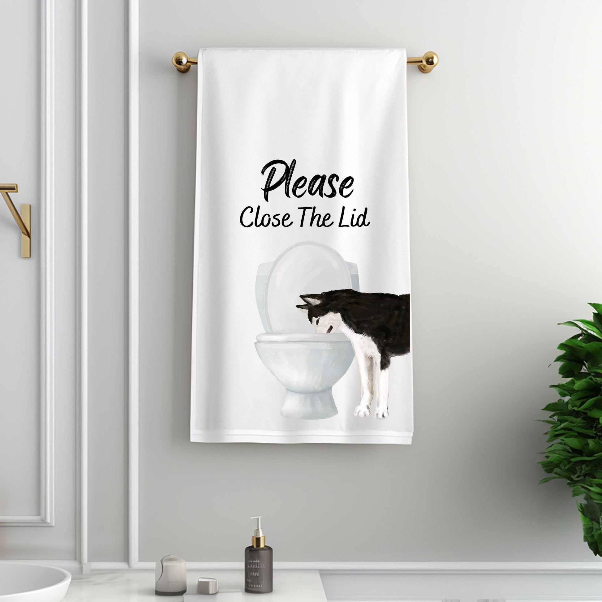 Husky Bathroom Towel - MerikaArt