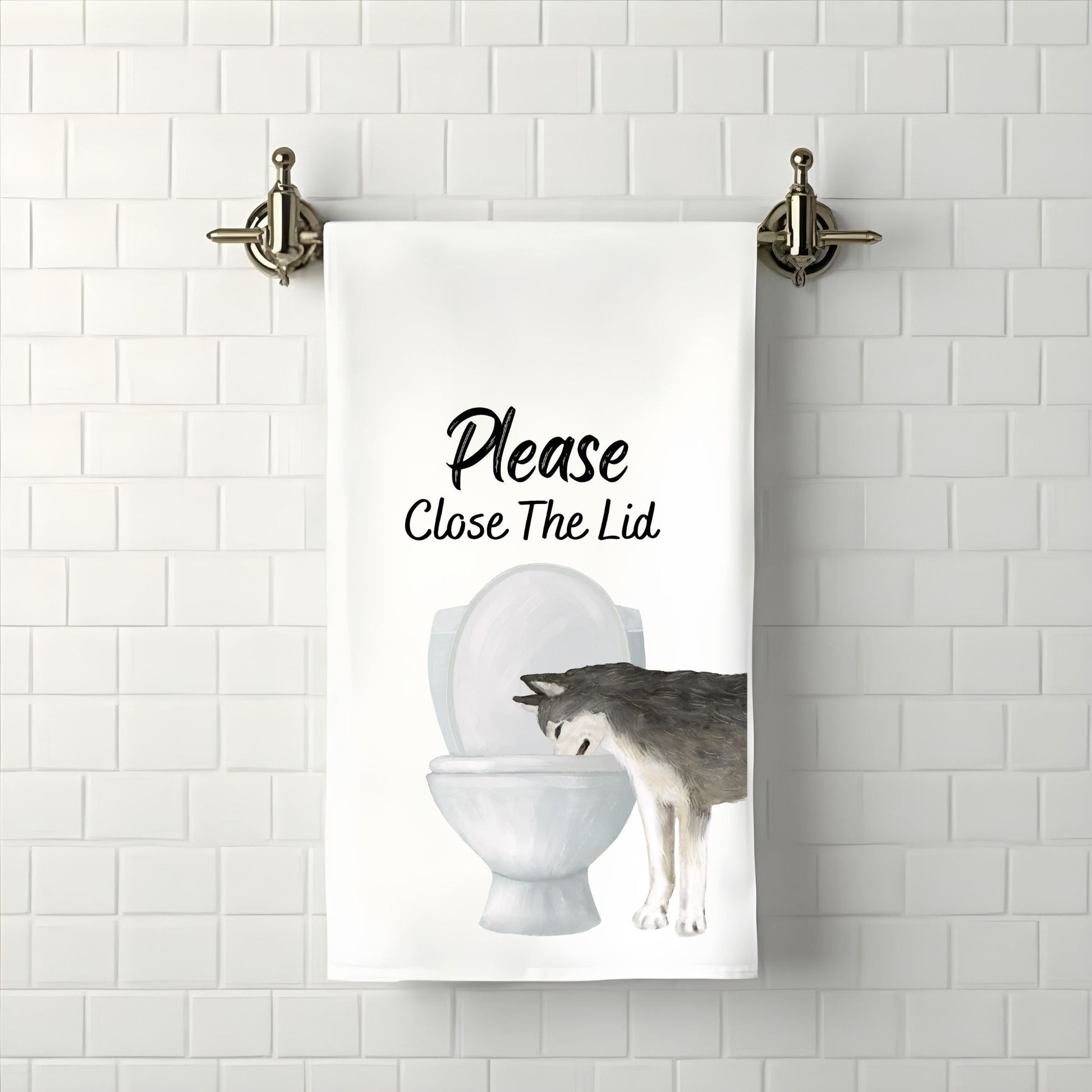 Husky Dog Bathroom Towel - MerikaArt