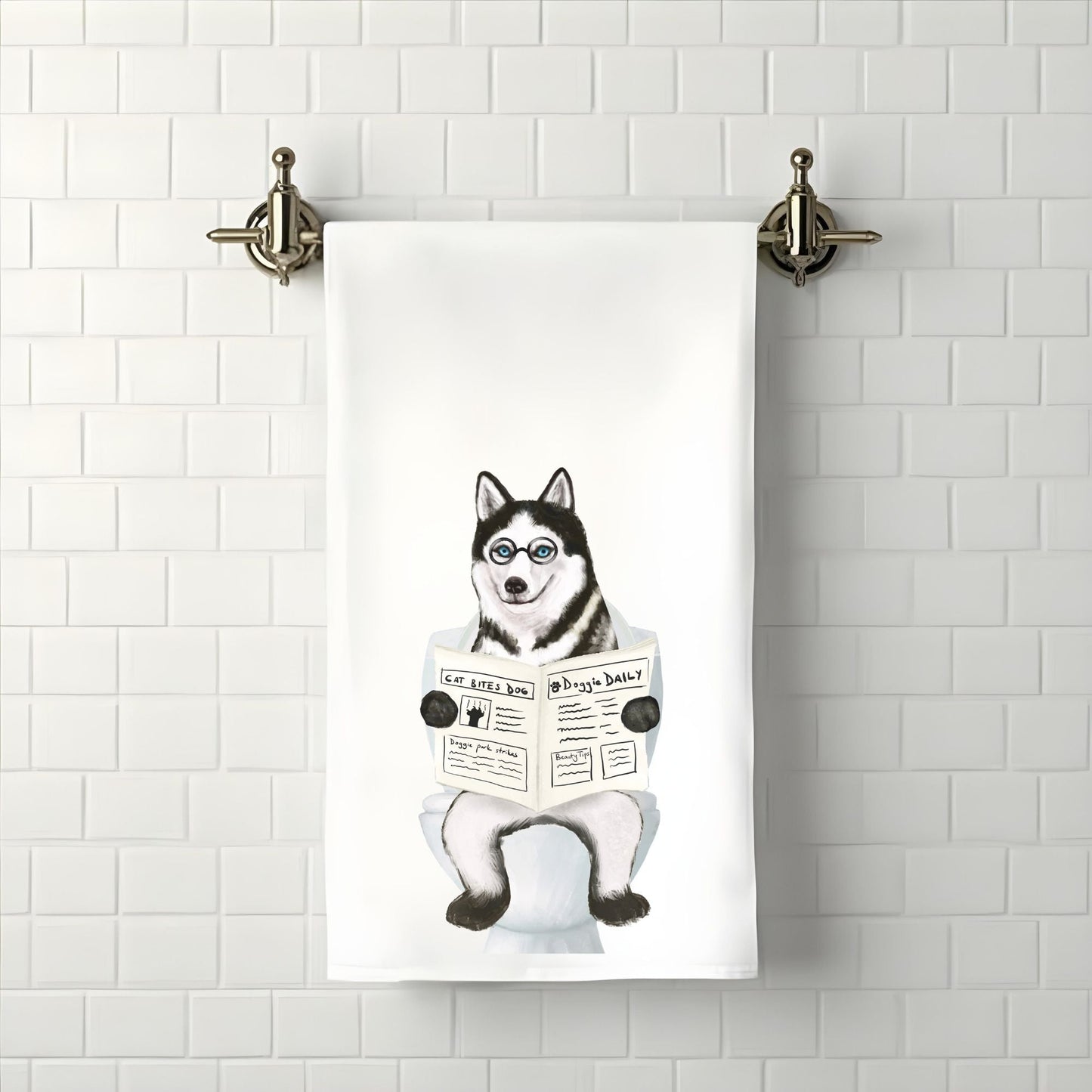 Husky Dog Bathroom Towel - MerikaArt