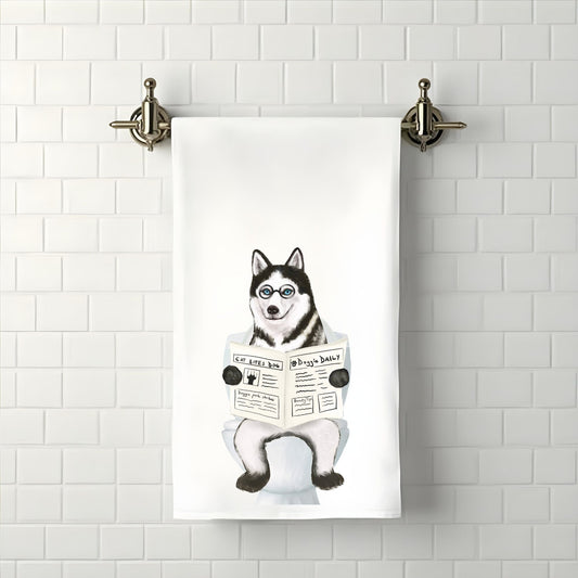 Husky Dog Bathroom Towel - MerikaArt