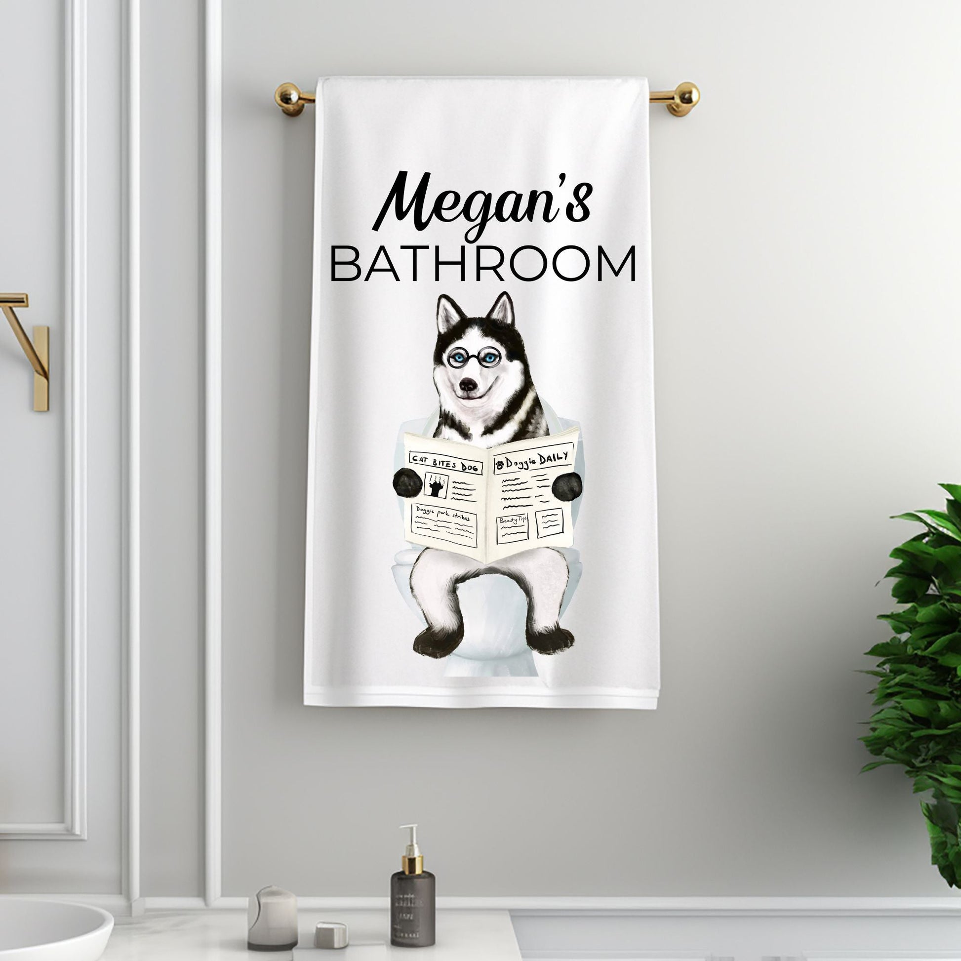 Husky Dog Bathroom Towel - MerikaArt