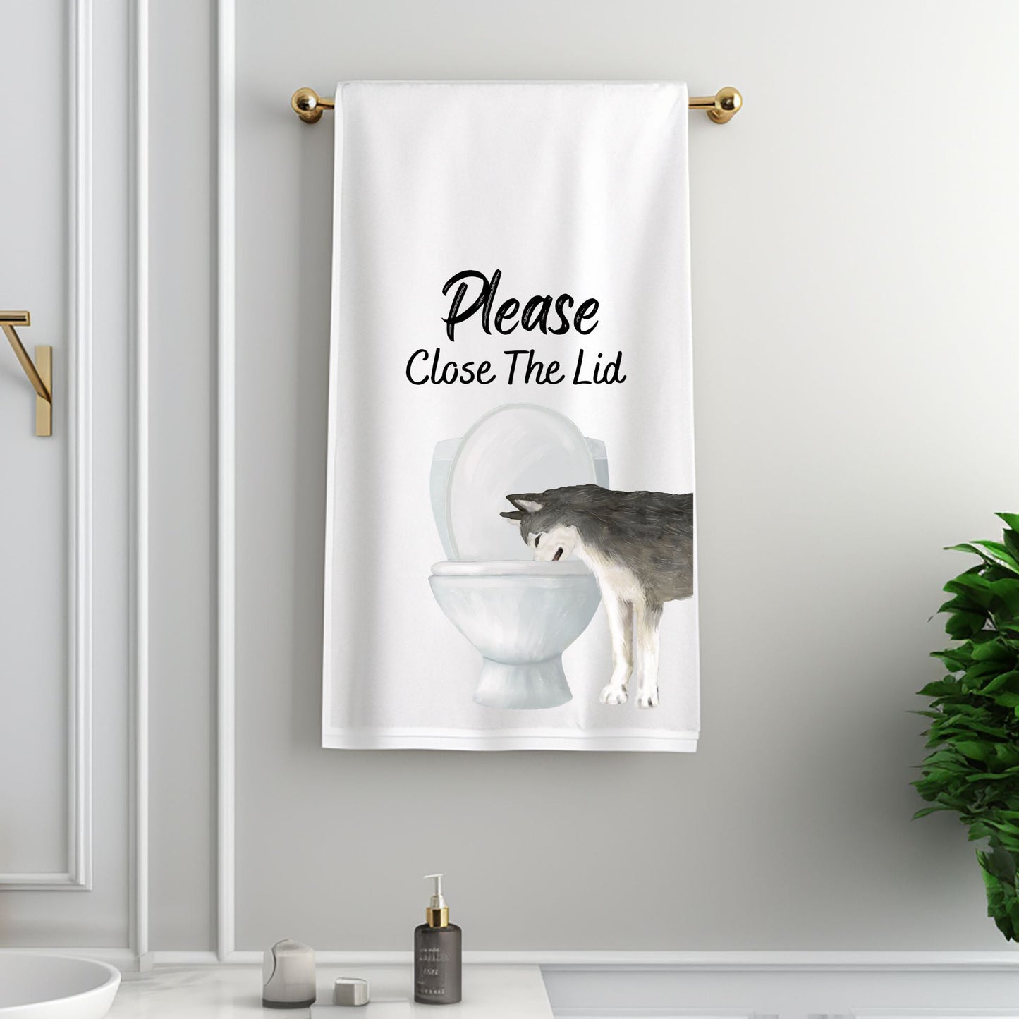 Husky Dog Bathroom Towel - MerikaArt
