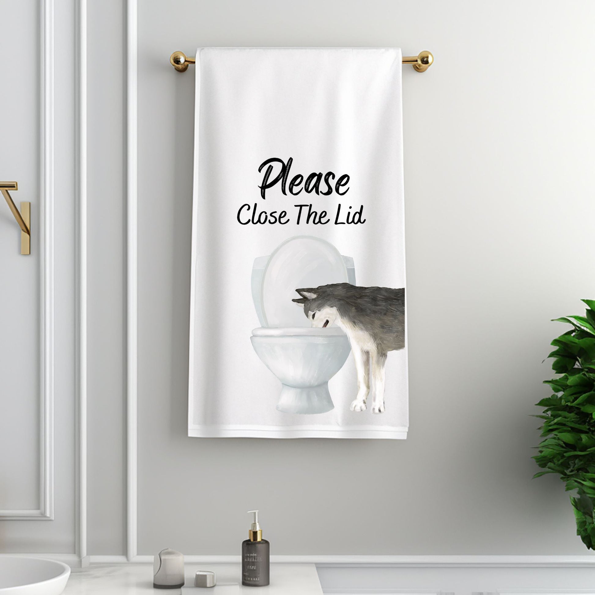 Husky Dog Bathroom Towel - MerikaArt