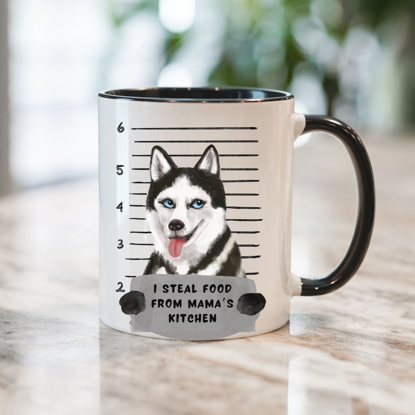 Husky Dog Mugshot Mug - MerikaArt