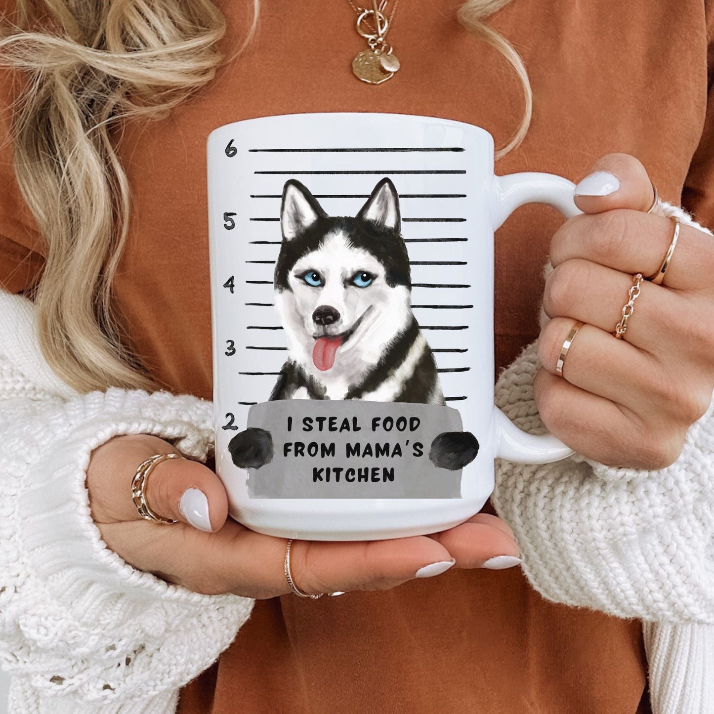 Husky Dog Mugshot Mug - MerikaArt