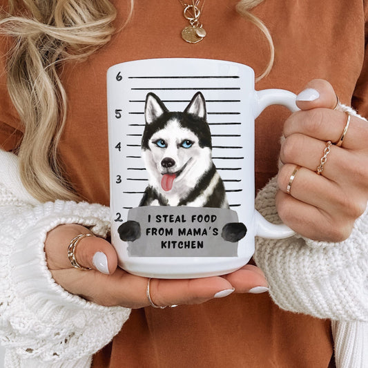 Husky Dog Mugshot Mug - MerikaArt