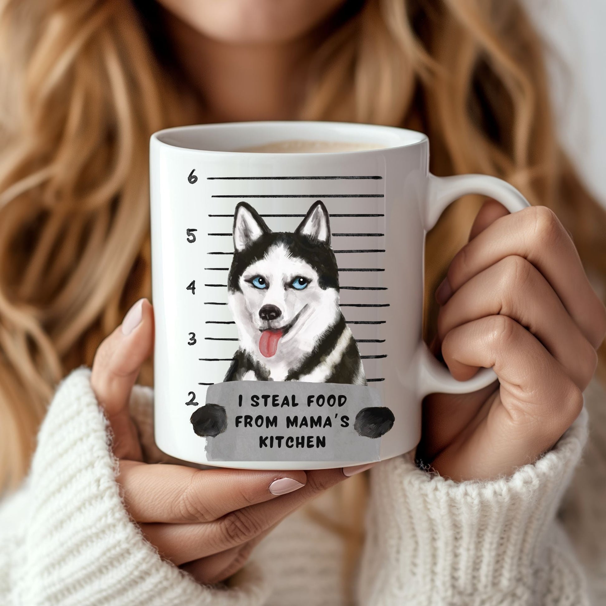 Husky Dog Mugshot Mug - MerikaArt