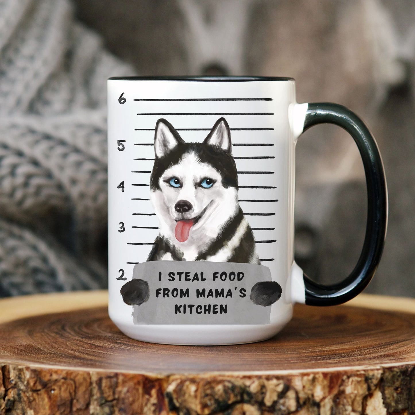 Husky Dog Mugshot Mug - MerikaArt