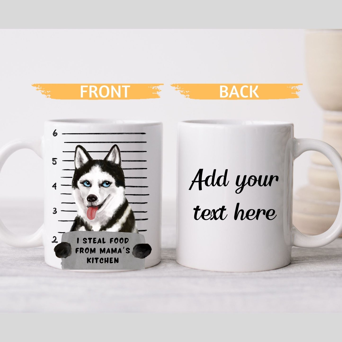 Husky Dog Mugshot Mug - MerikaArt