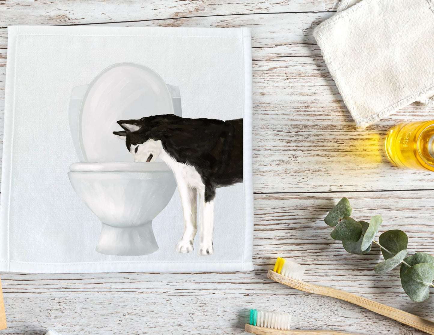 Husky Dog Toilet Washcloth - MerikaArt