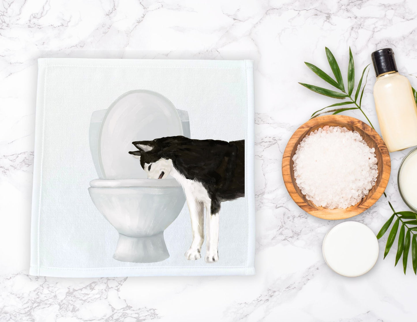 Husky Dog Toilet Washcloth - MerikaArt