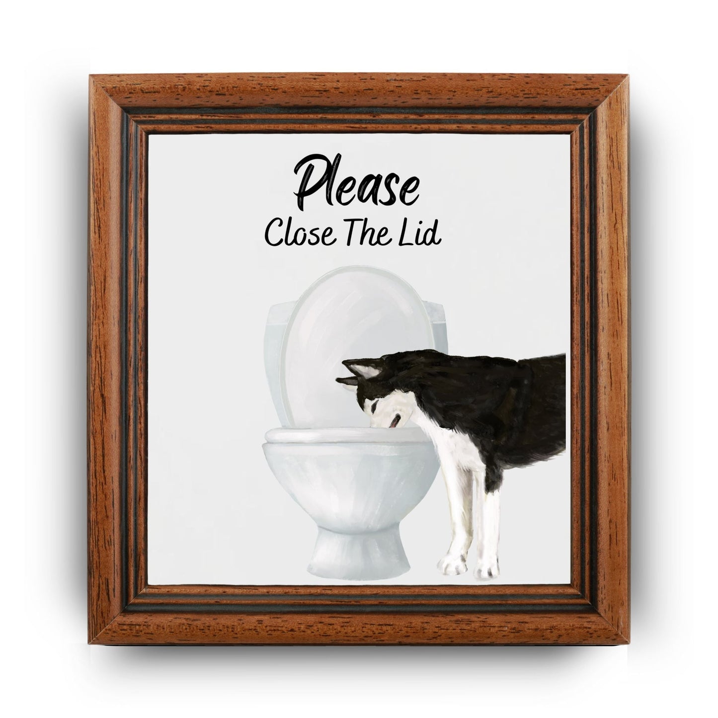 Husky Please Close The Lid Ceramic Tile - MerikaArt