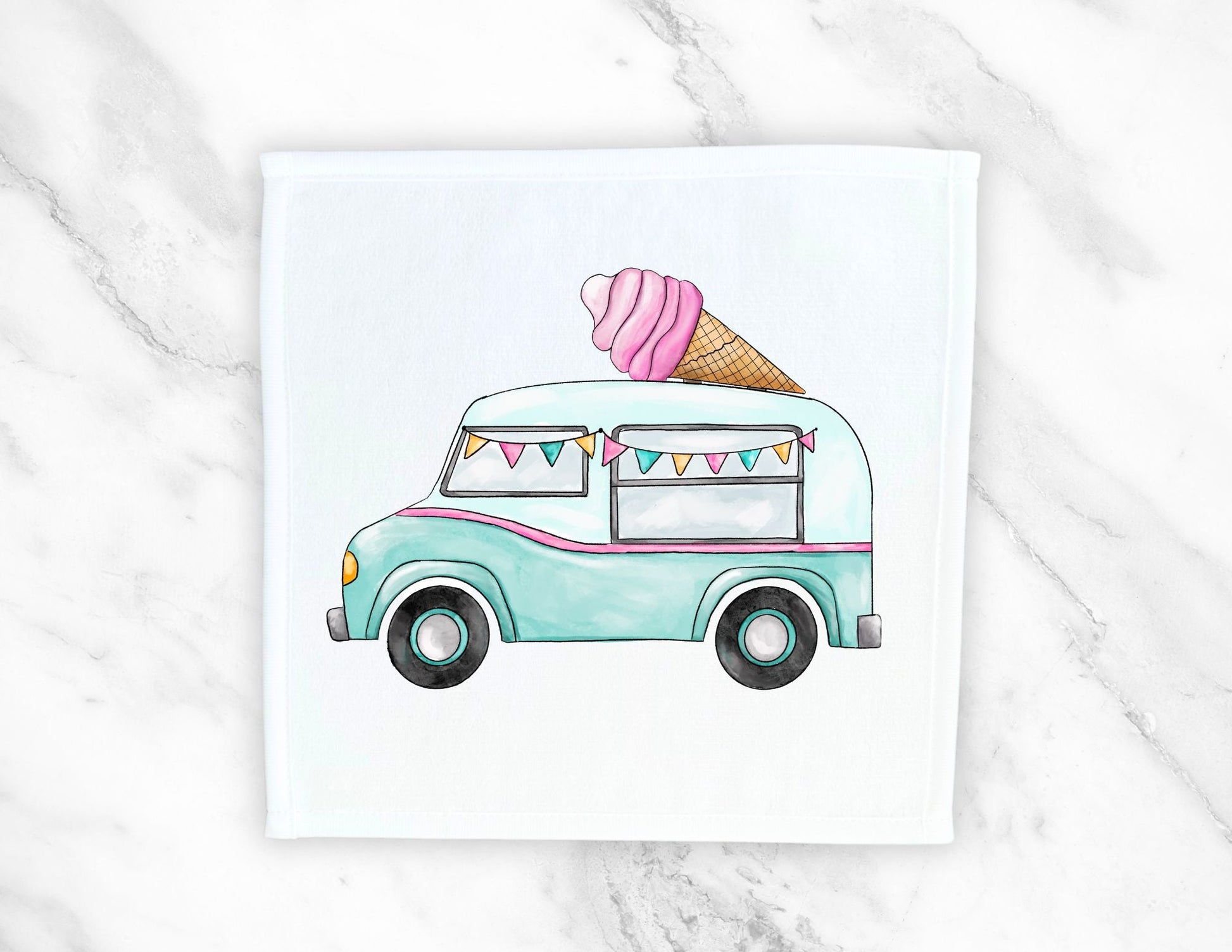 Ice Cream Truck Washcloth - MerikaArt