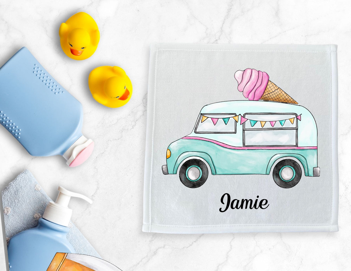 Ice Cream Truck Washcloth | "Sweet Treat Express" - MerikaArt