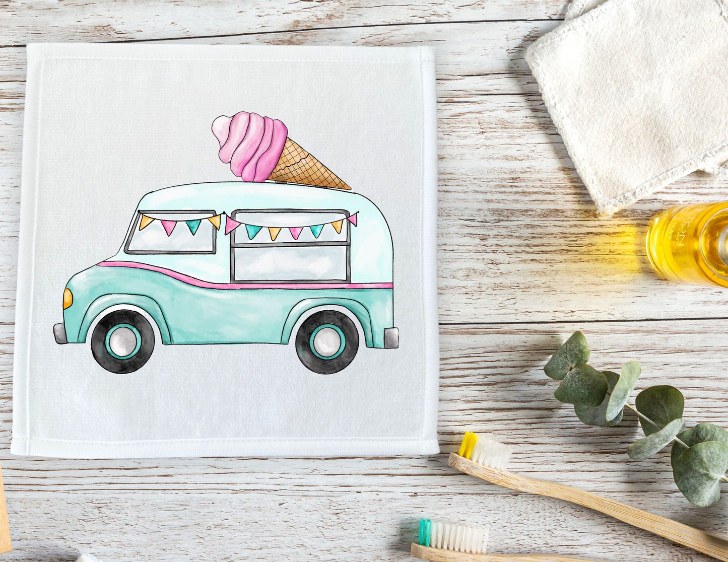 Ice Cream Truck Washcloth | "Sweet Treat Express" - MerikaArt